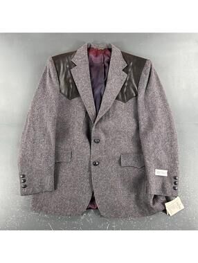 VTG Pagano West Jacket Mens 42R Gray Donegal Wool Tweed Rockabilly Yokes NWT USA